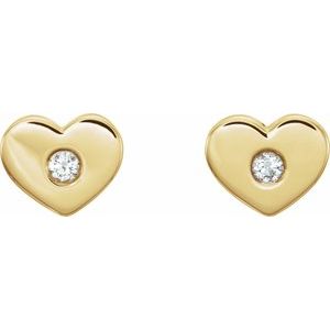 14K Yellow Gold .06 CTW Natural Diamond Heart Earrings – image 2