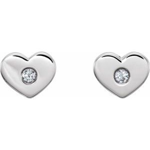 Sterling Silver .06 CTW Natural Diamond Heart Earrings – image 2