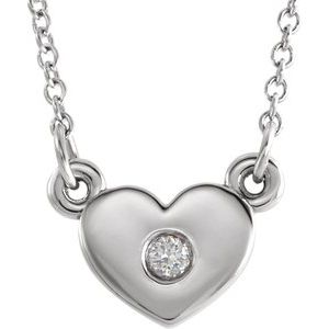 14K White Gold .03 CTW Natural Diamond Heart 16" Necklace