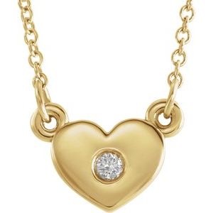 14K Yellow Gold .03 CTW Natural Diamond Heart 16" Necklace