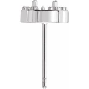 14K White Gold  3.9 mm Round Halo-Style Earring Mounting – image 2