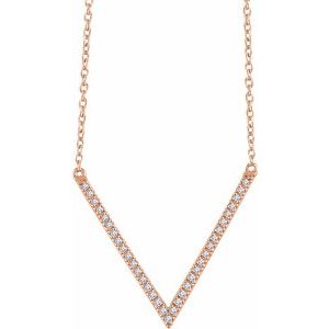 14K Rose Gold 1/6 CTW Natural Diamond V 16-18" Necklace