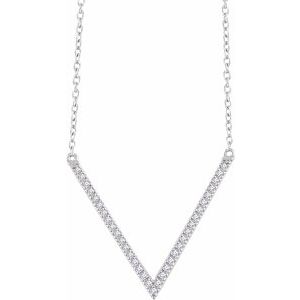 14K White Gold 1/6 CTW Natural Diamond V 16-18" Necklace