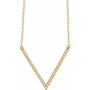 14K Yellow Gold 1/6 CTW Natural Diamond V 16-18" Necklace