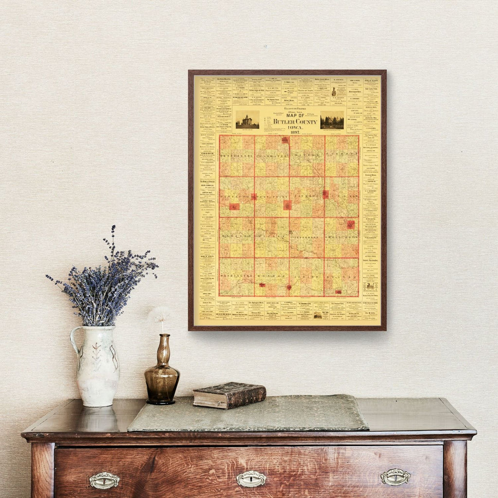 Vintage Map of Butler County, Iowa 1897