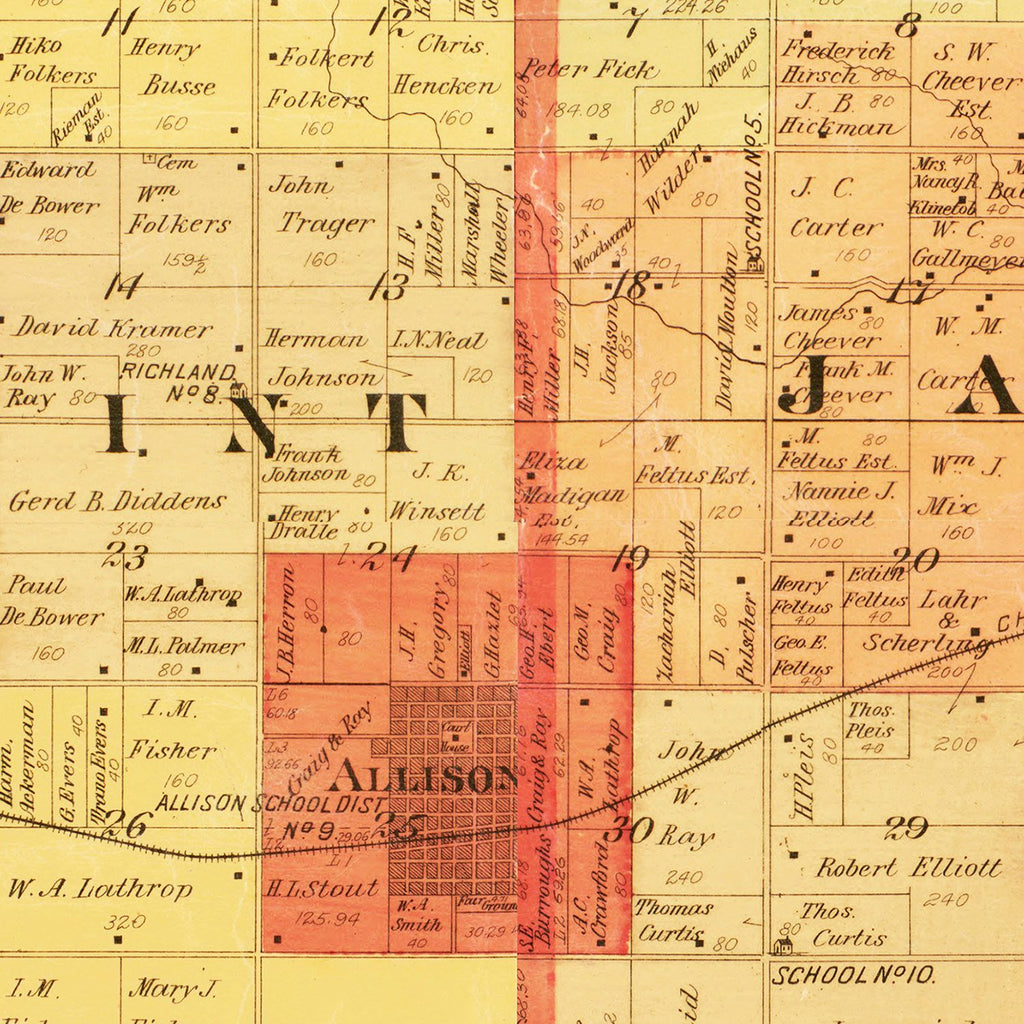 Vintage Map of Butler County, Iowa 1897
