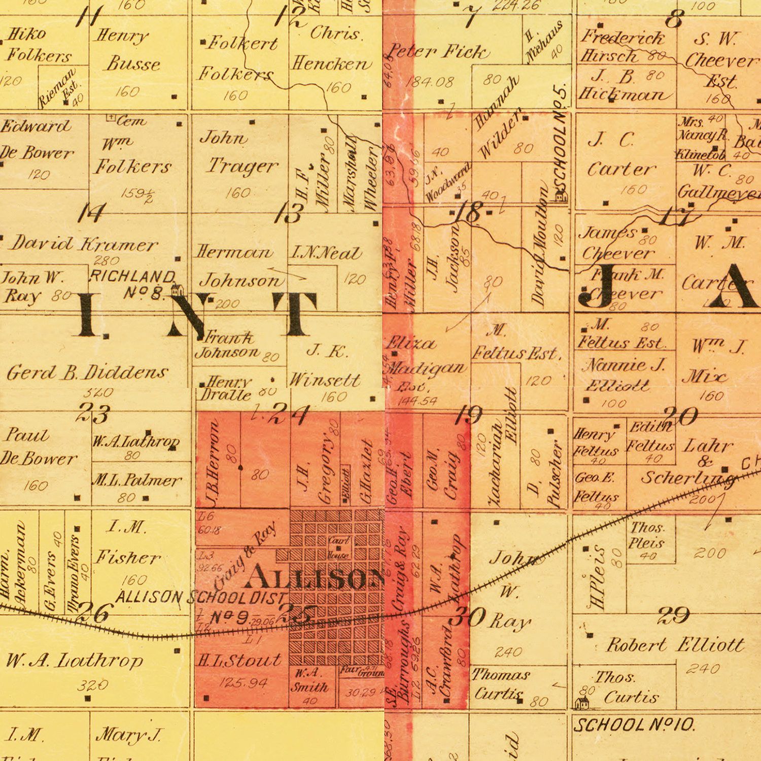 Vintage Map of Butler County, Iowa 1897