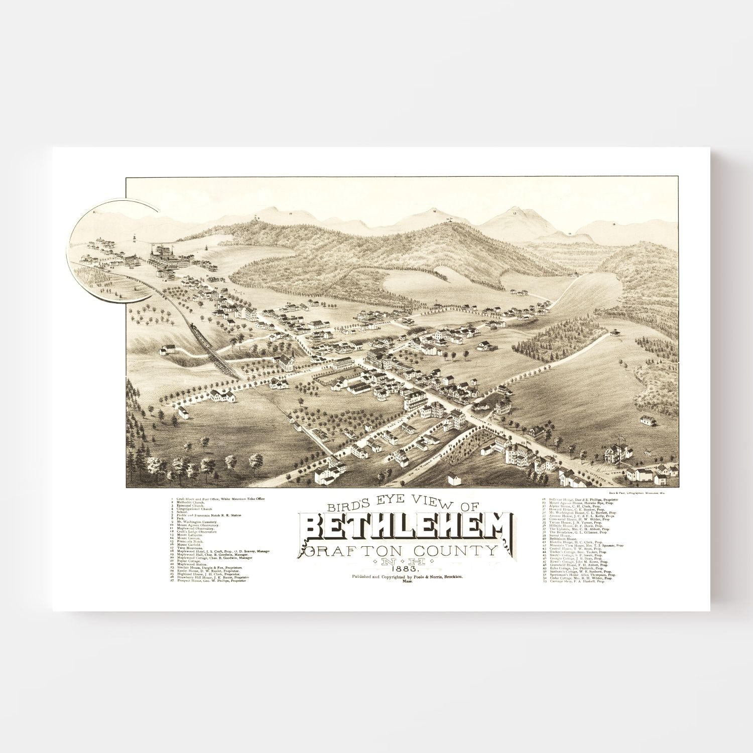 Vintage Map of Bethlehem, New Hampshire 1883
