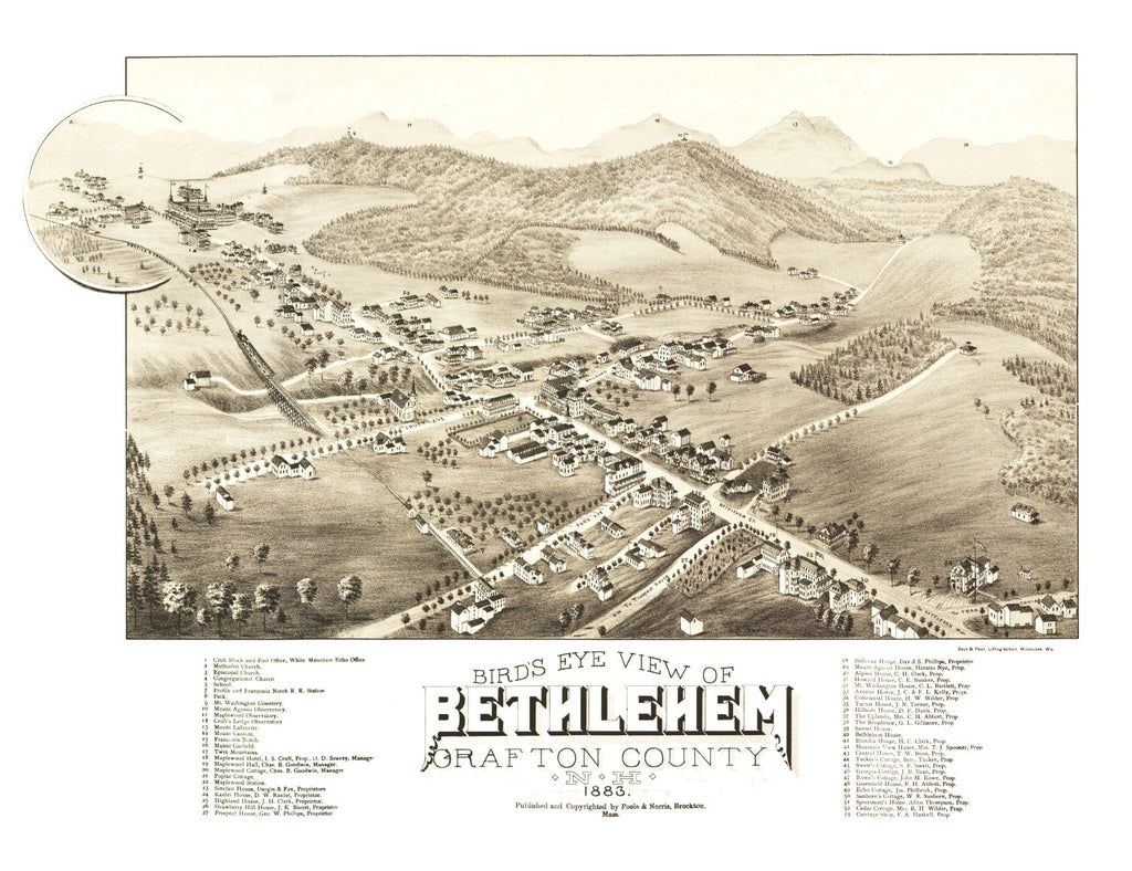 Vintage Map of Bethlehem, New Hampshire 1883