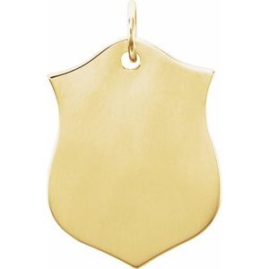 18K Yellow Gold Vermeil Engravable Shield Pendant
