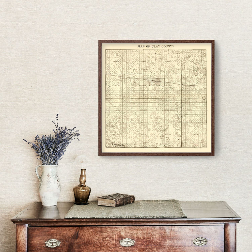 Vintage Map of Clay County, Iowa 1896