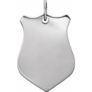 Sterling Silver Engravable Sheild Pendant