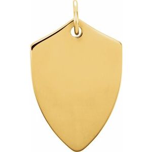 14K Yellow Gold Engravable Shield Pendant