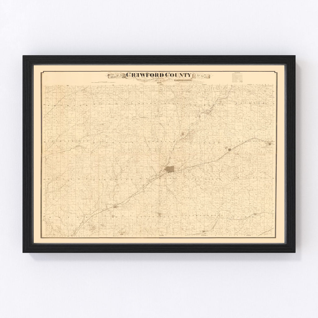 Vintage Map of Crawford County, Iowa 1883