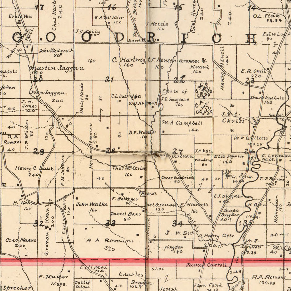 Vintage Map of Crawford County, Iowa 1898