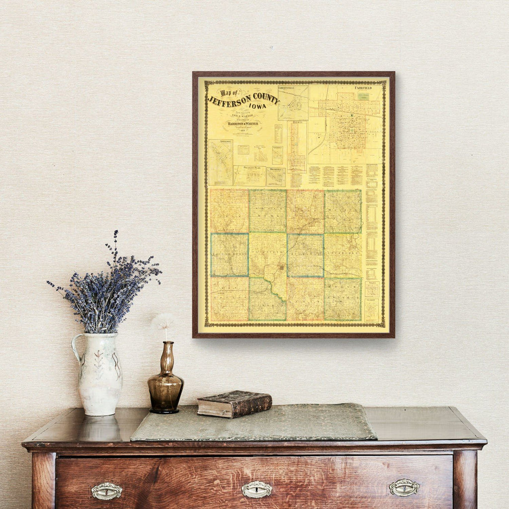 Vintage Map of Jefferson County, Iowa 1871