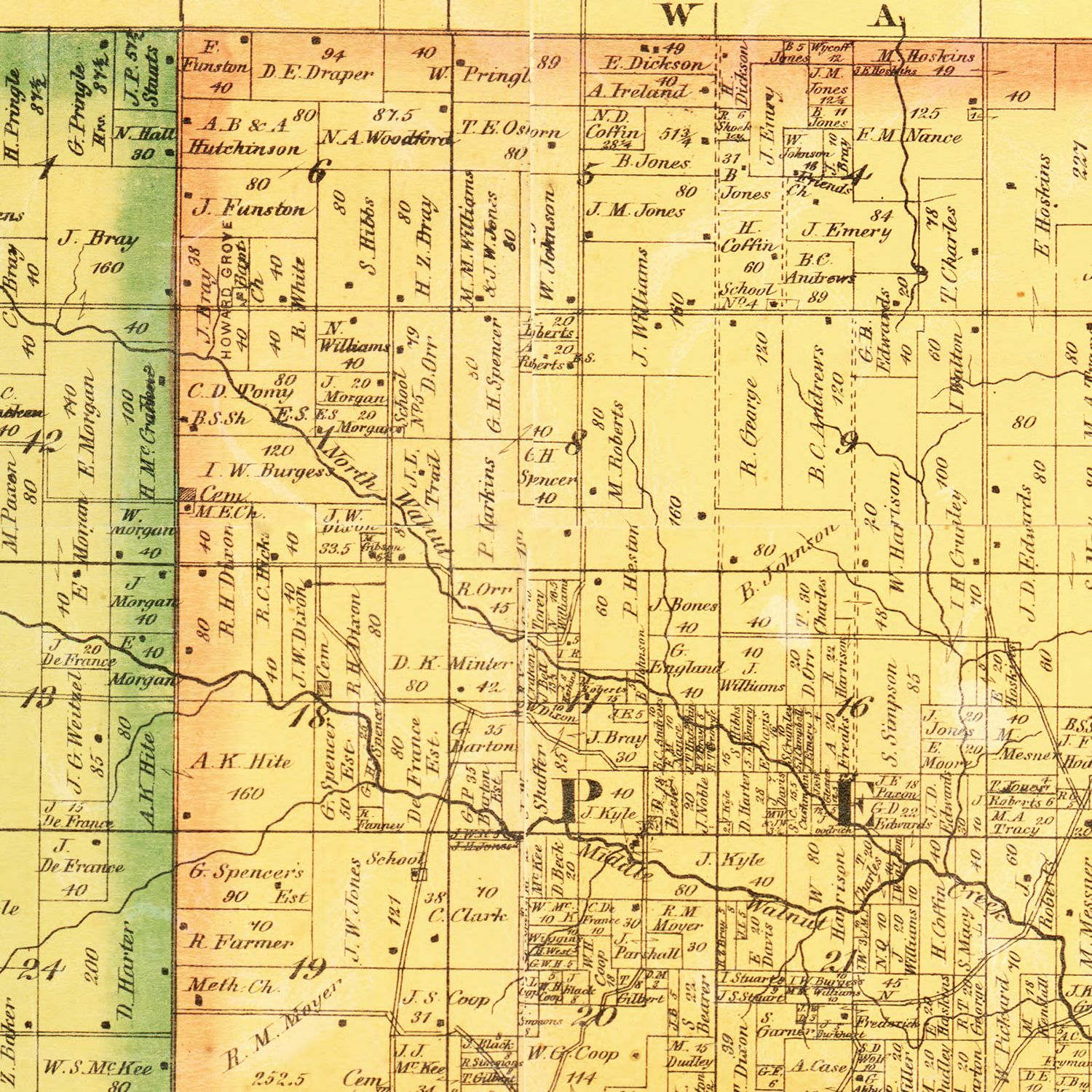 Vintage Map of Jefferson County, Iowa 1871