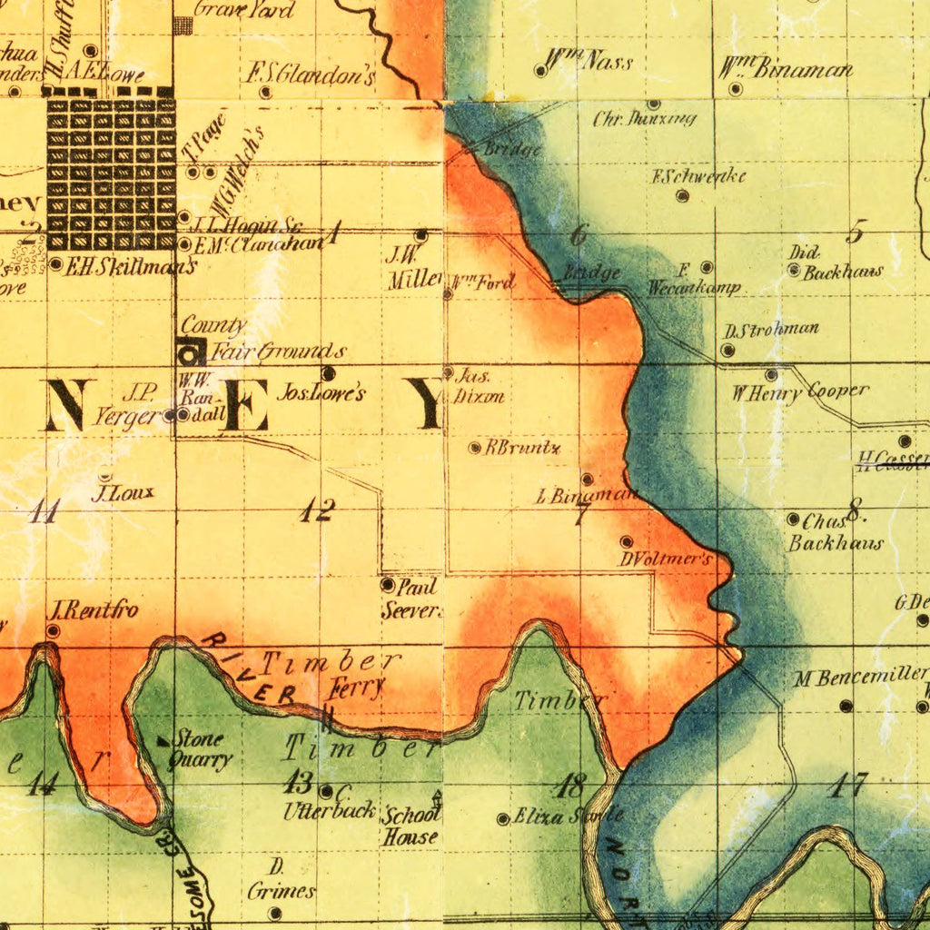 Vintage Map of Keokuk County, Iowa 1861