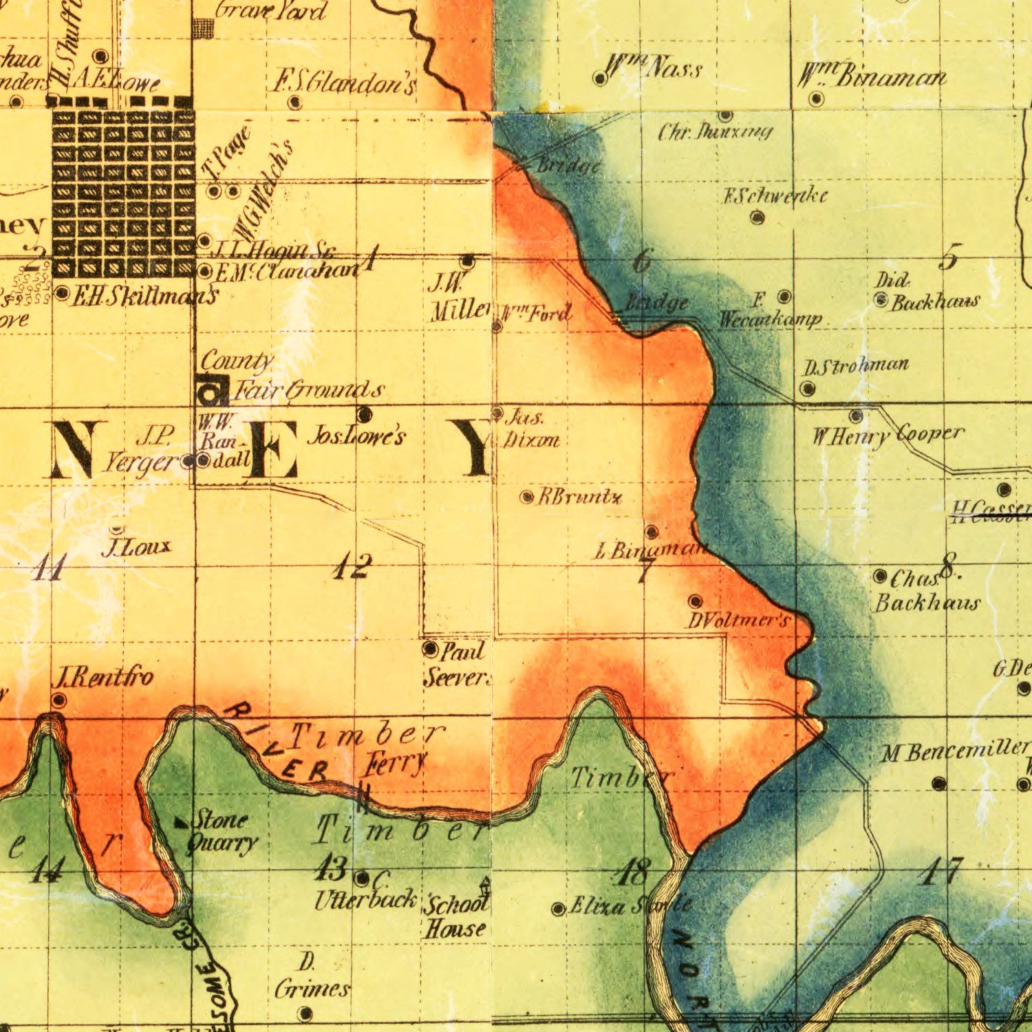 Vintage Map of Keokuk County, Iowa 1861