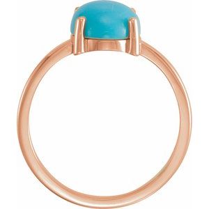 14K Rose Gold 8x6 mm Oval Natural Turquoise Cabochon Ring
