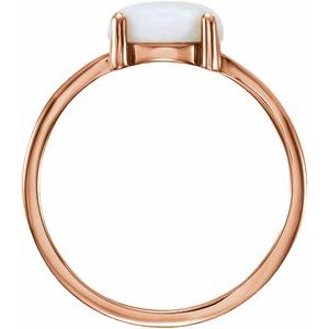 14K Rose Gold 8 mm Round Natural Opal Cabochon Ring