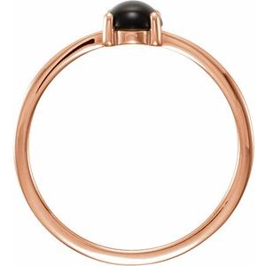 14K Rose Gold 8x6 mm Oval Natural Black Onyx Cabochon Ring