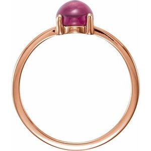 14K Rose Gold 8x6 mm Oval Natural Rhodolite Garnet Cabochon Ring