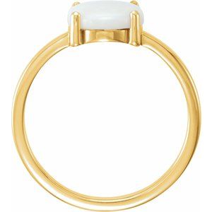 14K Yellow Gold 10x8 mm Oval Natural Opal Cabochon Ring