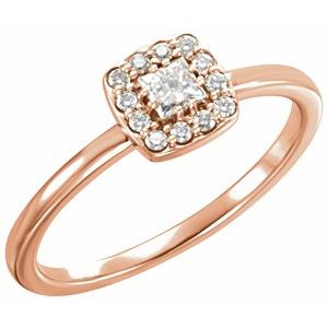 14K Rose Gold 1/4 CTW Natural Diamond Halo-Style Stackable Ring