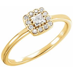 14K Yellow Gold 1/4 CTW Natural Diamond Halo-Style Stackable Ring