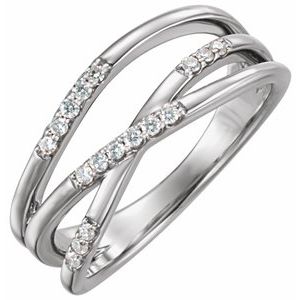 Platinum 1/6 CTW Natural Diamond Criss-Cross Ring