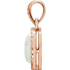 14K Rose Gold Natural White Opal Pendant