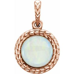 14K Rose Gold Natural White Opal Pendant
