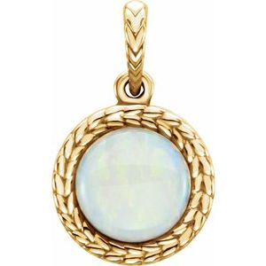 14K Yellow Gold Natural White Opal Pendant
