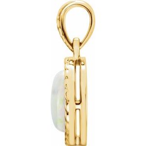 14K Yellow Gold Natural White Opal Pendant