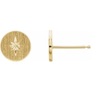 14K Yellow Gold 1.3 mm Round Accented Earring Mounting