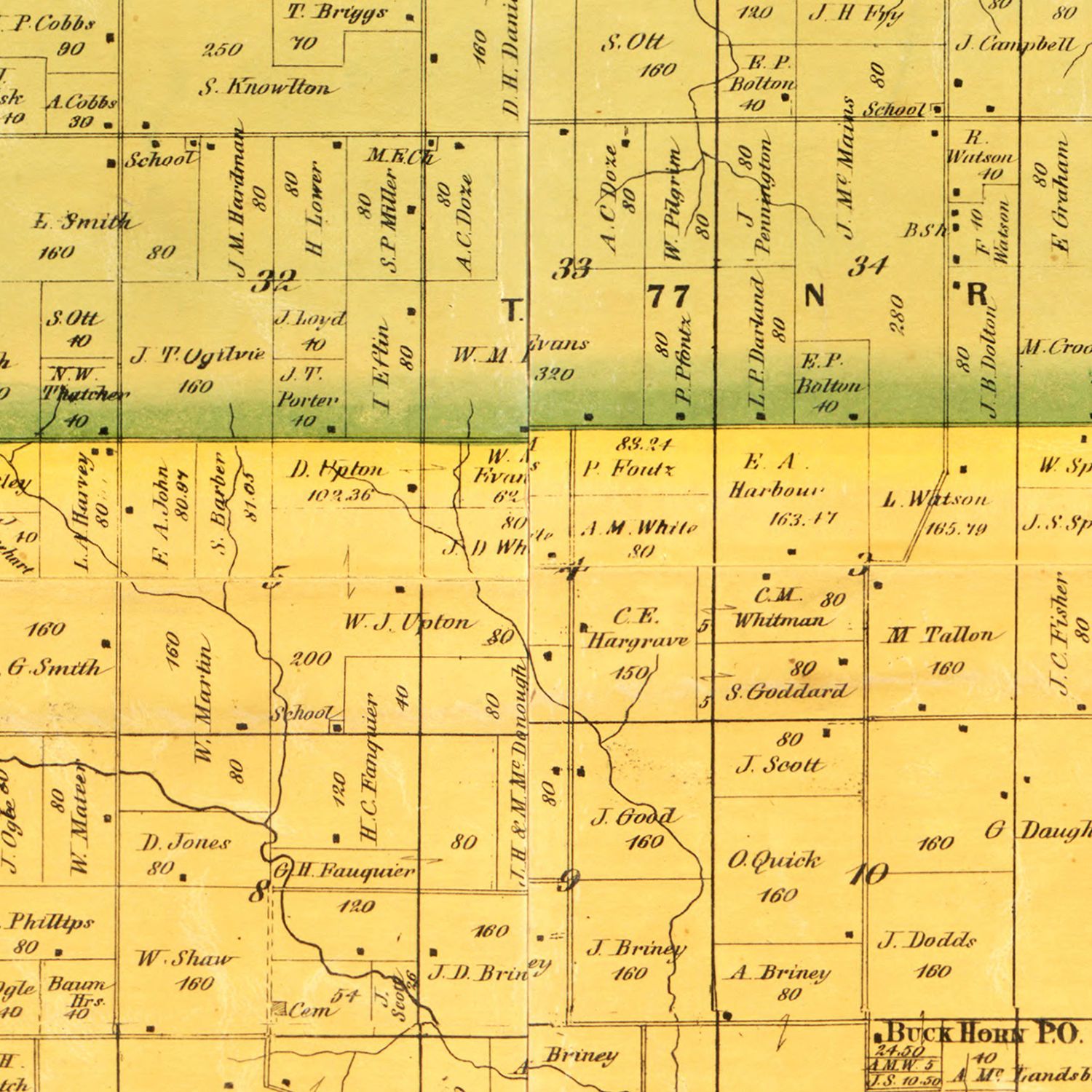 Vintage Map of Mahaska County, Iowa 1871