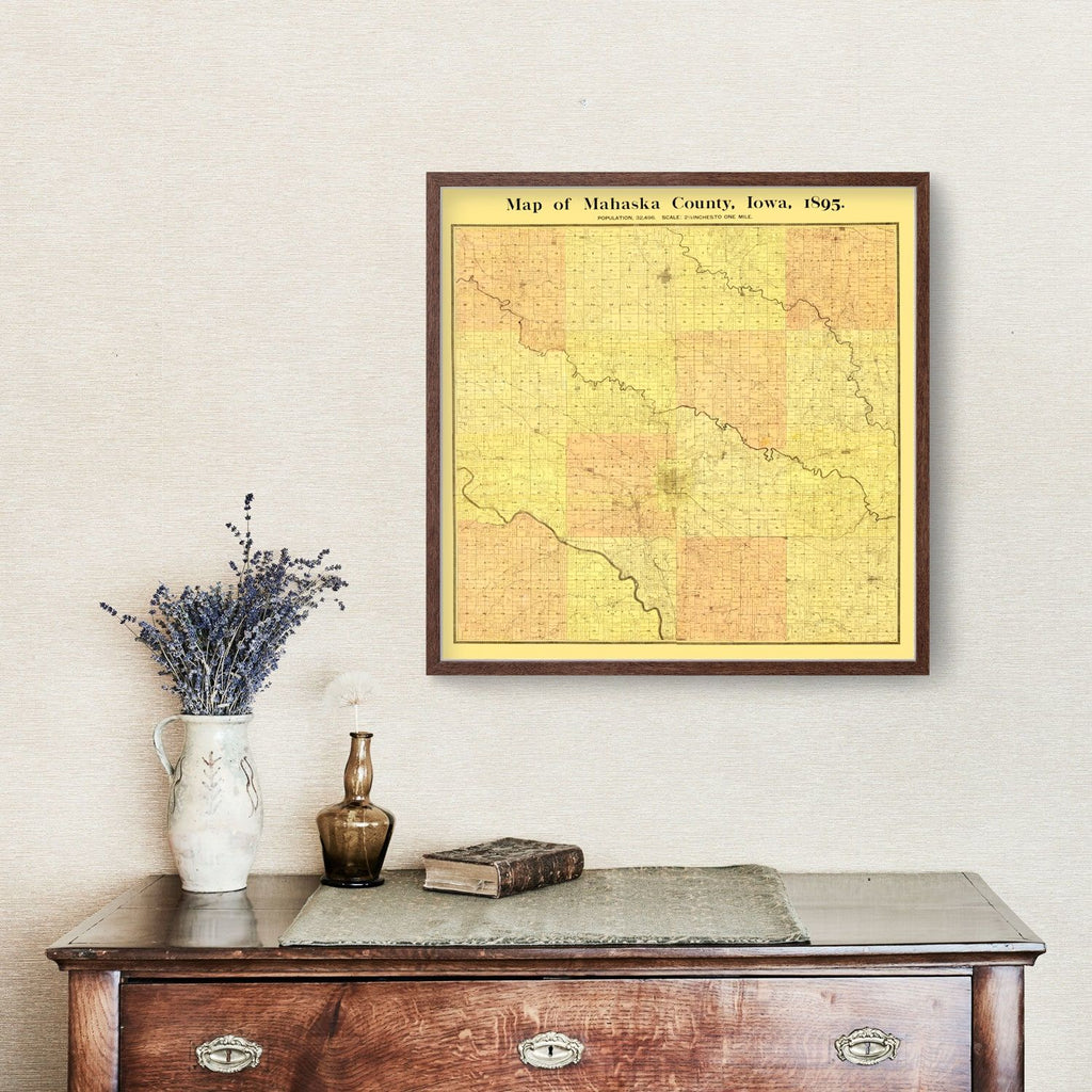 Vintage Map of Mahaska County, Iowa 1895
