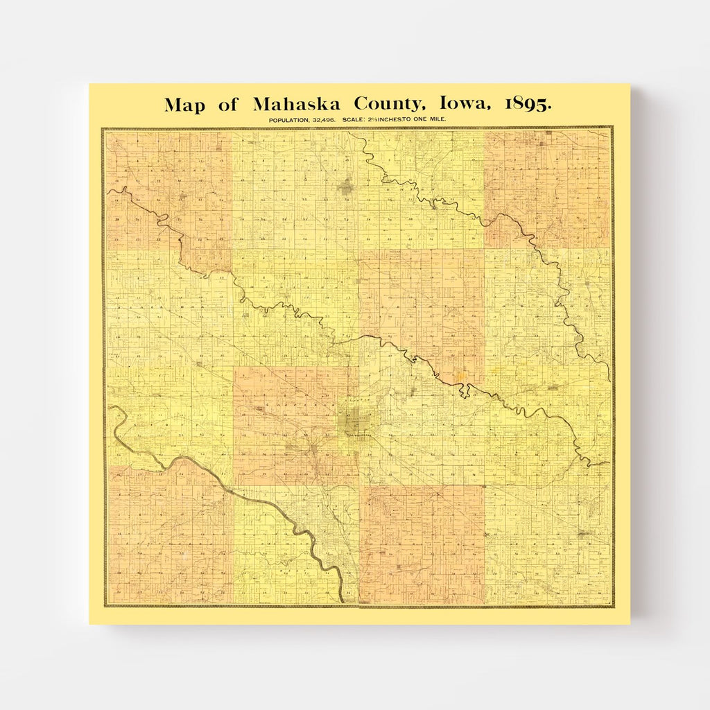 Vintage Map of Mahaska County, Iowa 1895