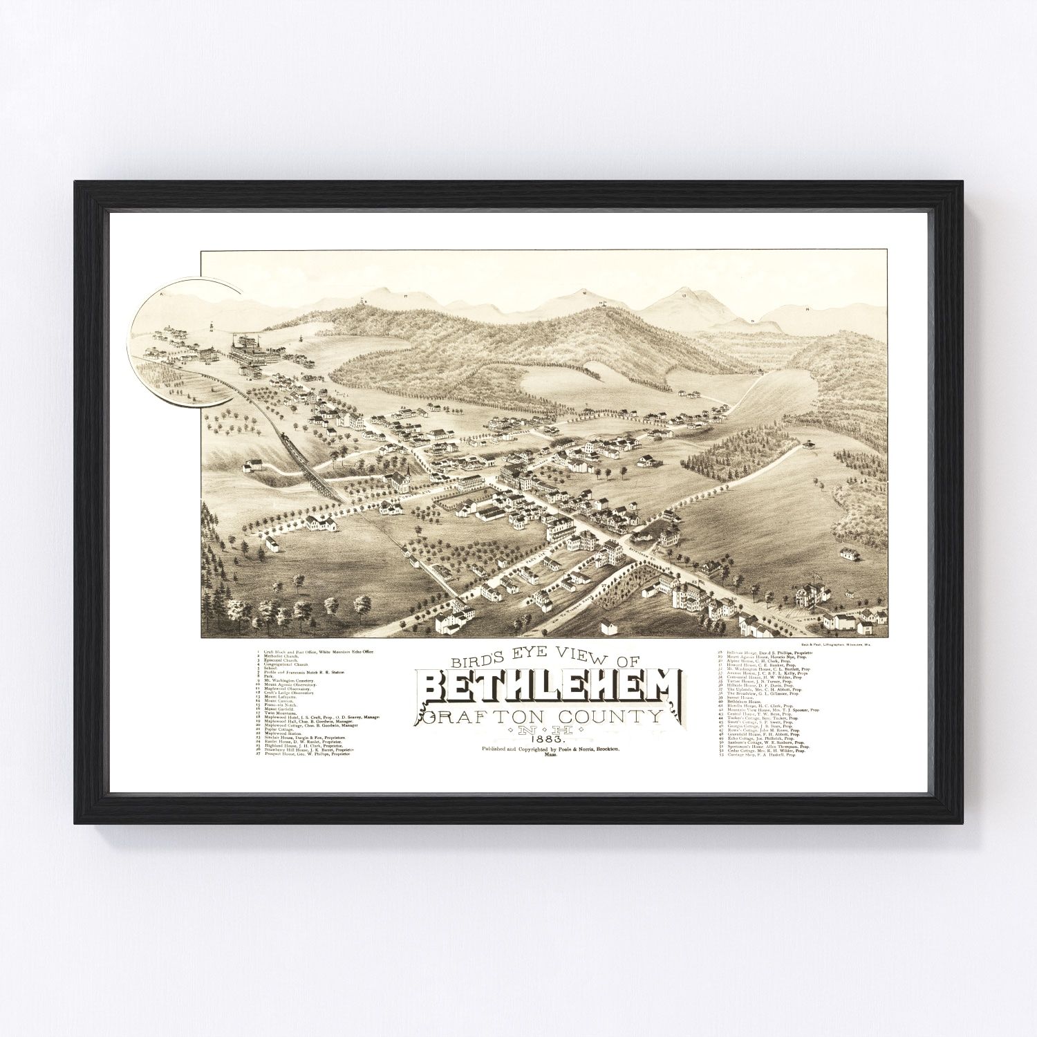 Vintage Map of Bethlehem, New Hampshire 1883