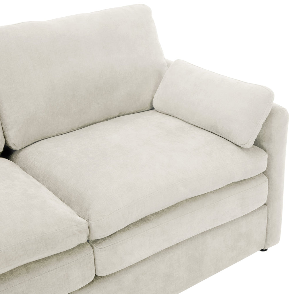 Cozy Upholstered Loveseat Sofa with Double Cushion Design in Beige Chenille, 68.1'