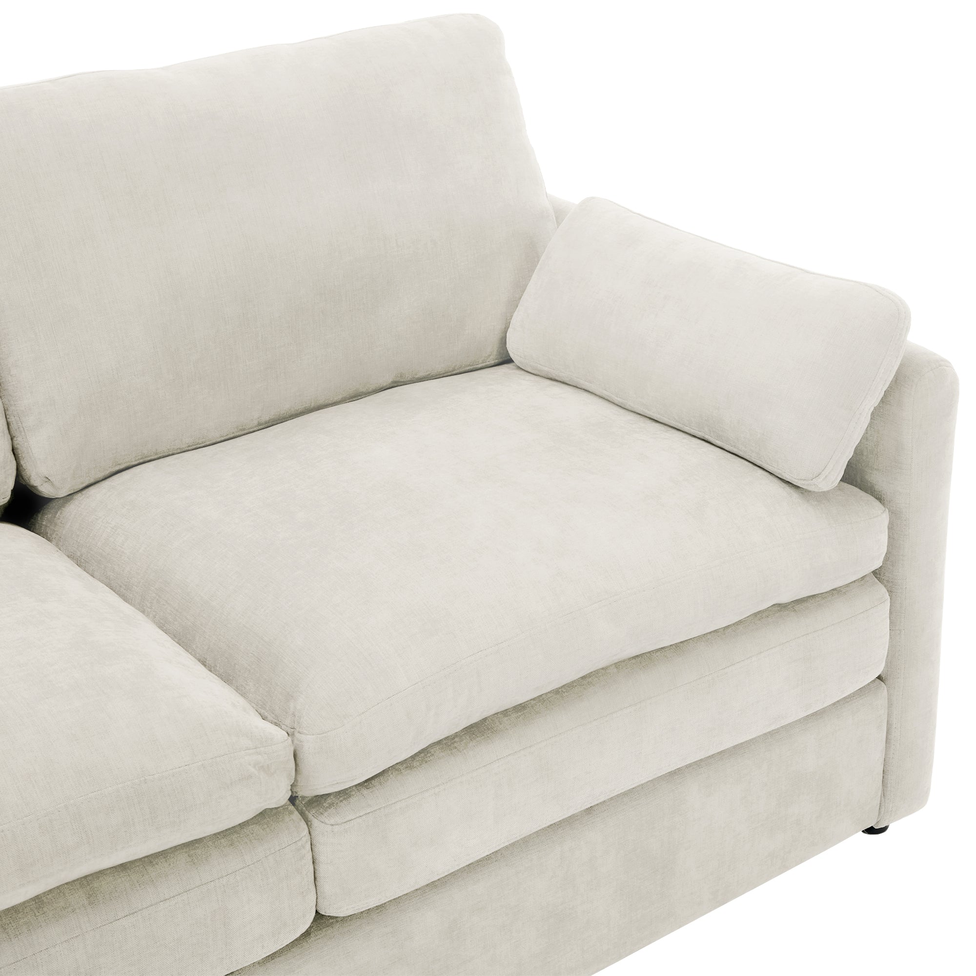 Cozy Upholstered Loveseat Sofa with Double Cushion Design in Beige Chenille, 68.1'