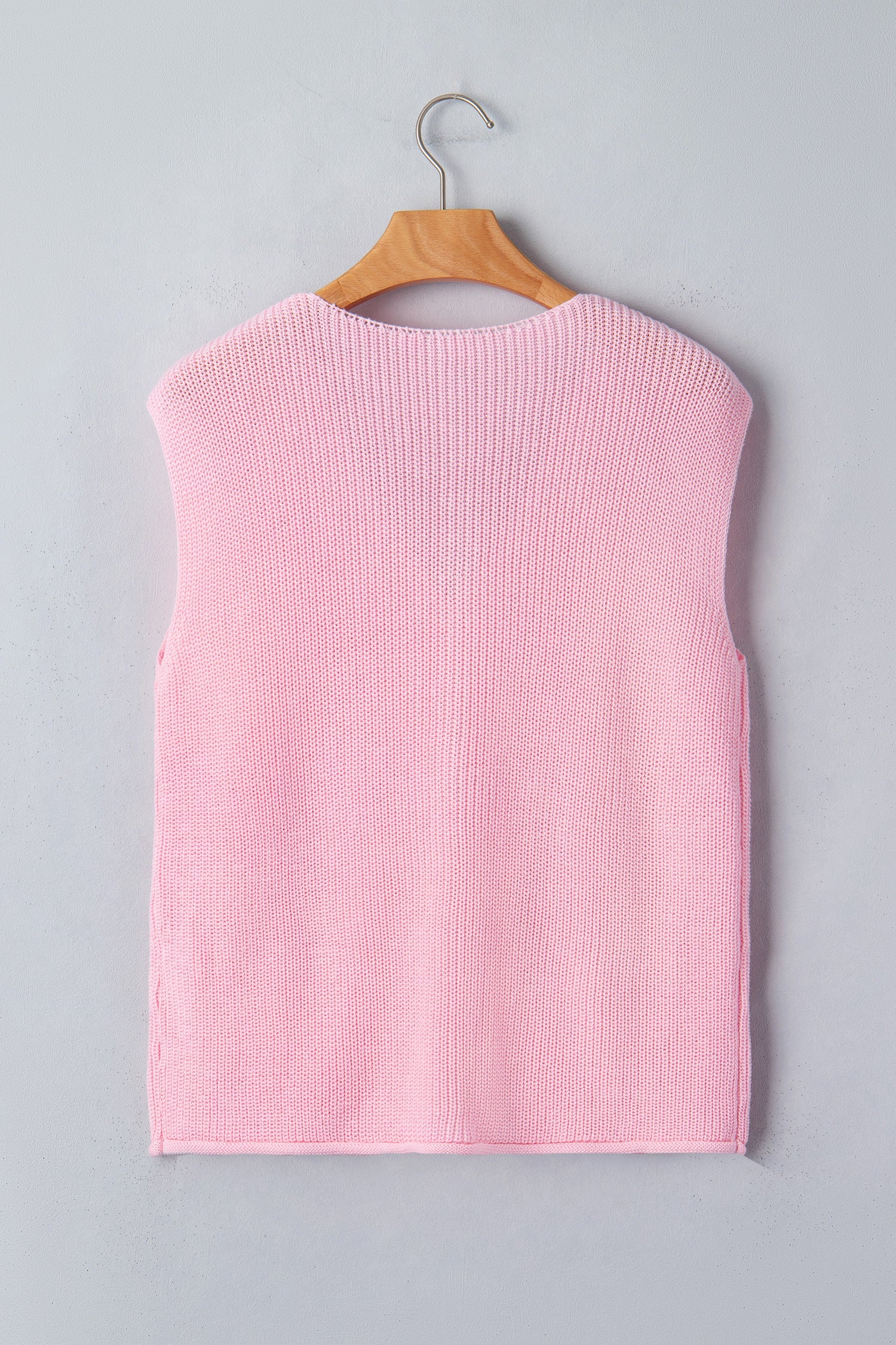 Solid Button Front V-Neck Sweater Knit Vest