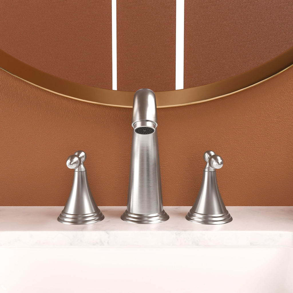 Elegant 2 Handle Widespread Bathroom Faucet With Pop Up Drain And Water Supply Lines