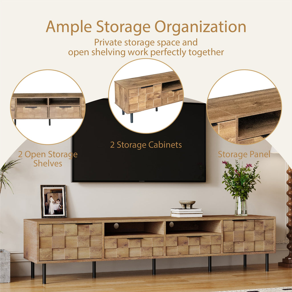Mid Century TV Stand with 2 Drawers, Media Console Table for TVs up to 85'', Entertainment Center with Storage for Living room, Bedroom, Home Theatre