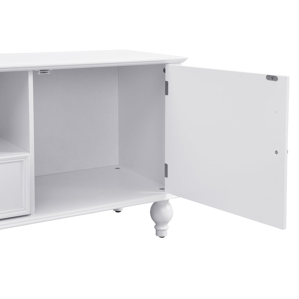U-Can 70.9'' Modern TV Stand for TVs up to 80 Inches, Entertainment Center with Open Compartment, TV Storage Cabinet with 2 Drawers, 2 Cabinets and 5 Solid Legs for Living room