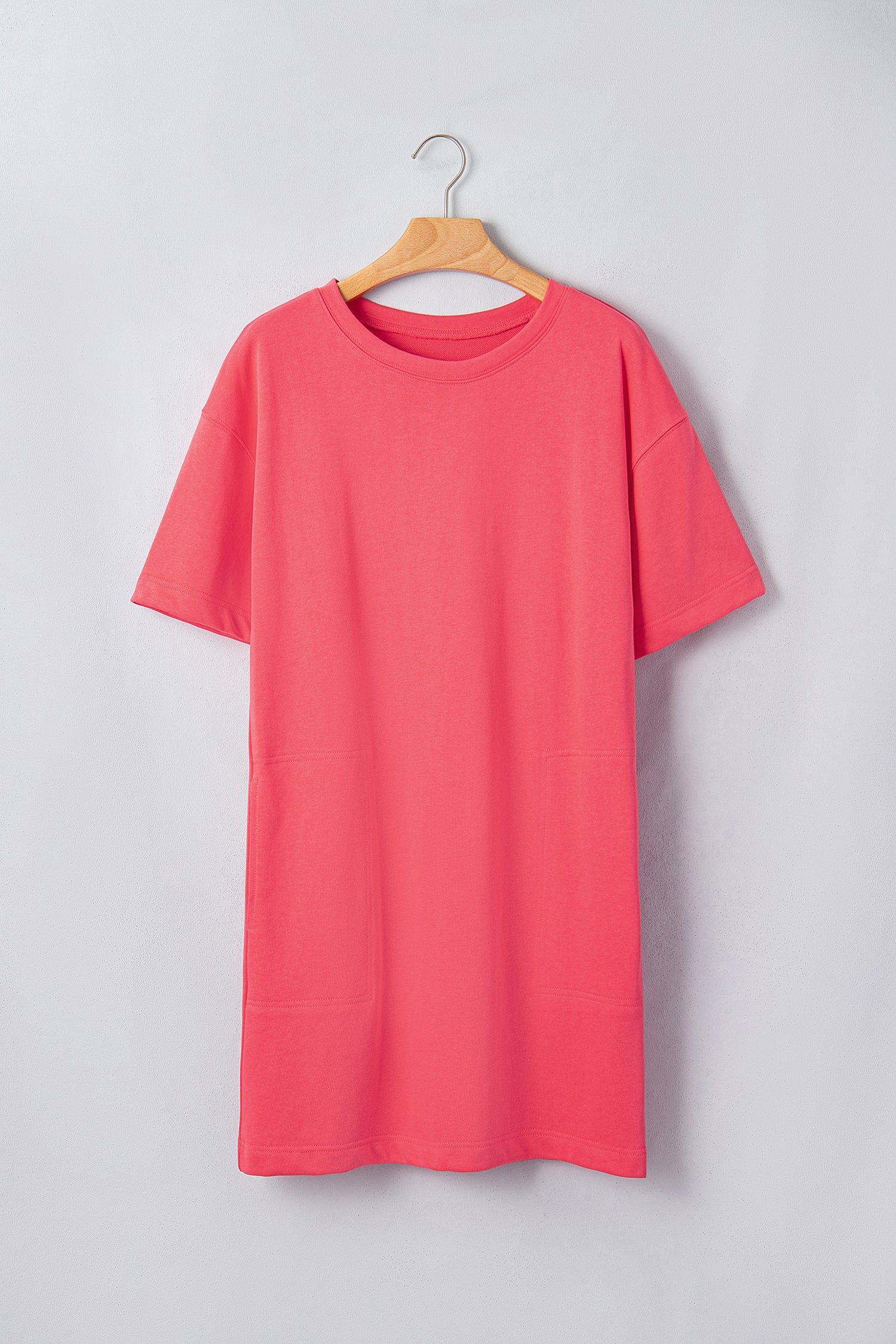 Solid Drop Shoulder Loose T-Shirt Mini Dress