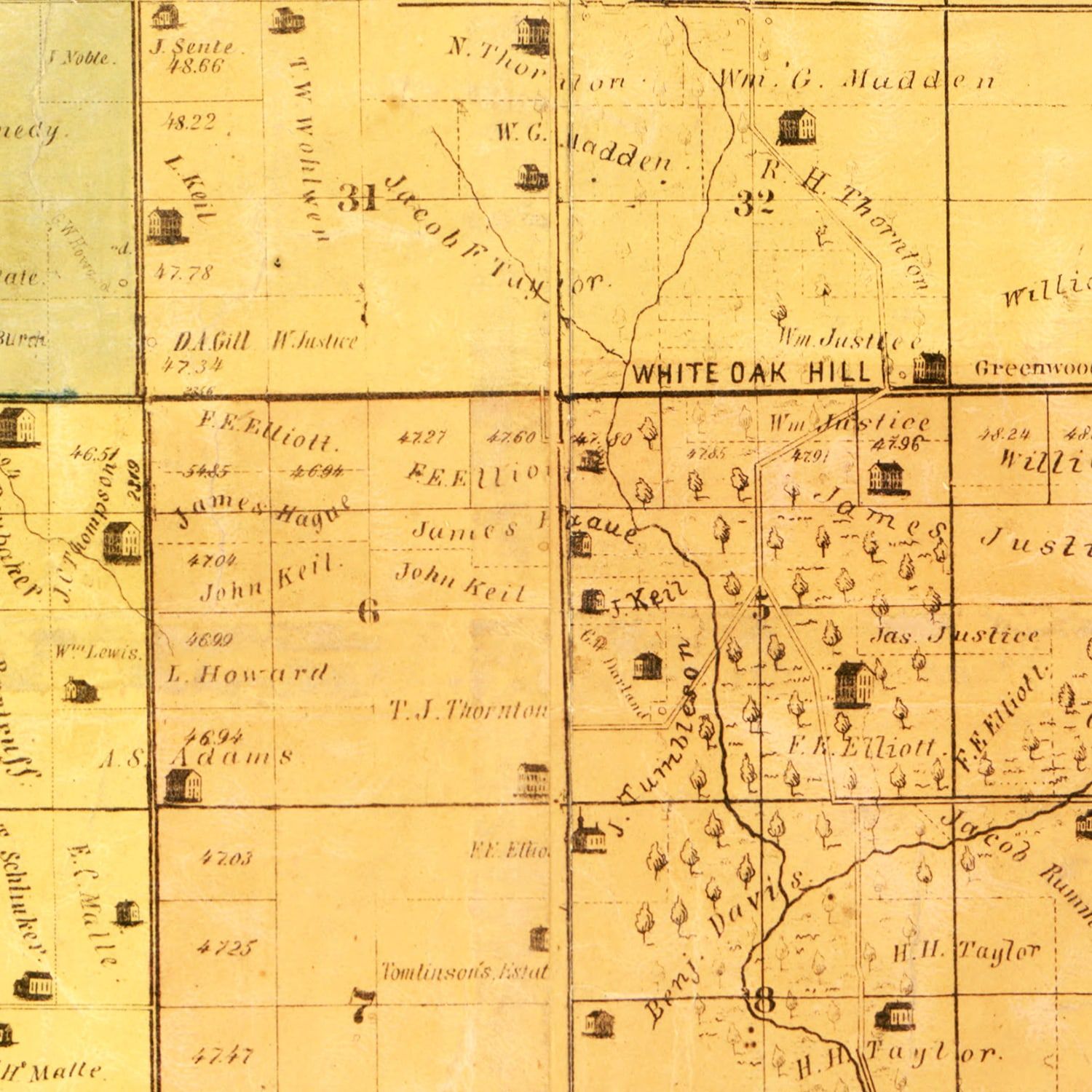 Vintage Map of Polk County, Iowa 1872