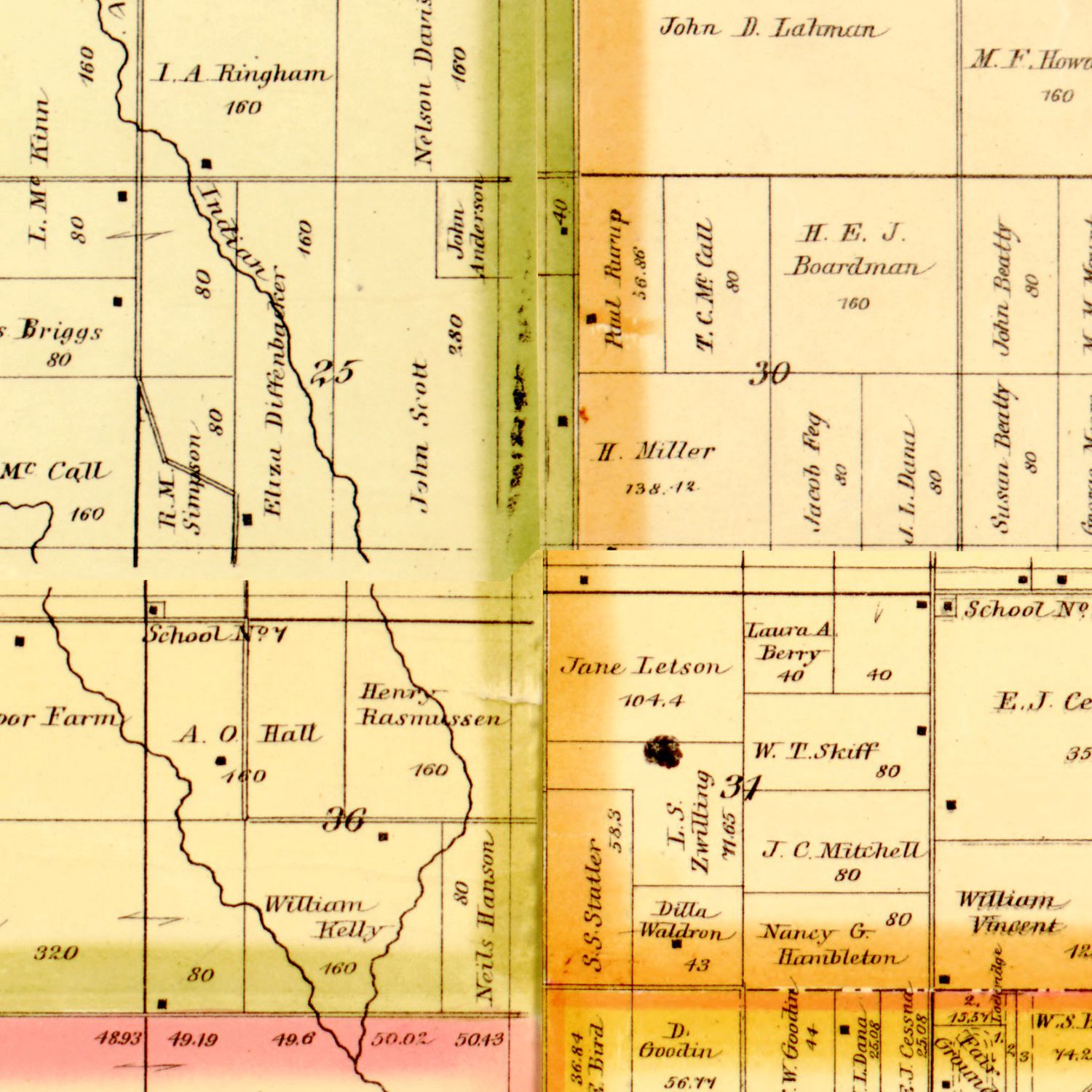 Vintage Map of Story County, Iowa 1883