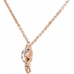 14K Rose Gold 1/6 CTW Natural Diamond Bow 18" Necklace